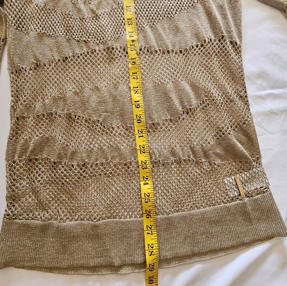 Michael Kors Gold Metalic Mesh Sweater L - Picture 3 of 7